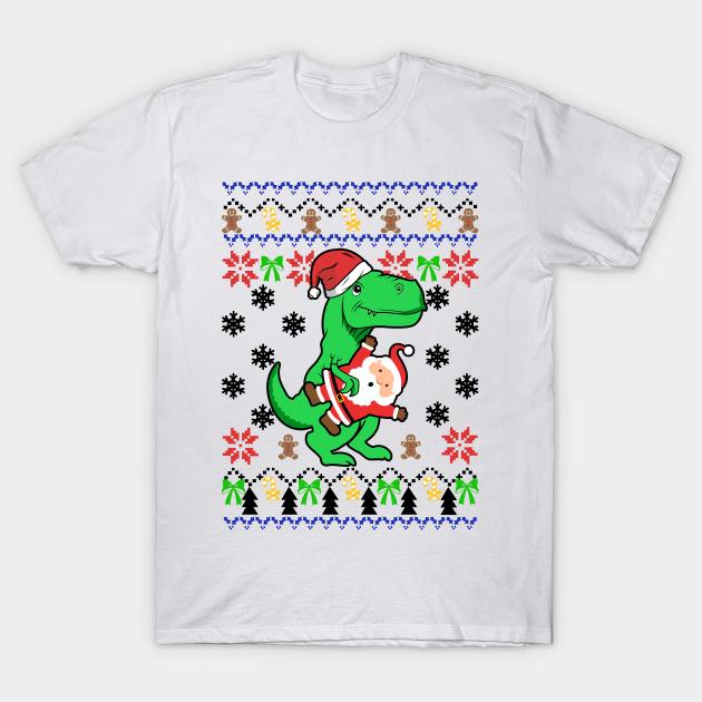 Dinosaur and Santa Christmas shirt
