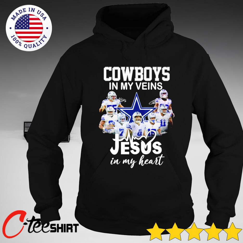 Dallas Cowboys Shirt, Cowboys In My Veins Jeus In My Heart Signatures T- Shirt - Bring Your Ideas, Thoughts And Imaginations Into Reality Today