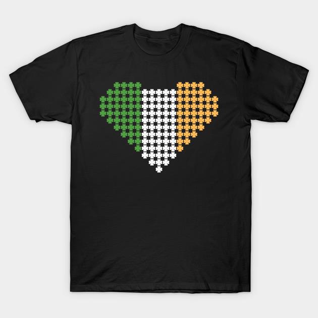 Heart Shaped Irish Flag Made of Clovers St. Patrick's Day shirt