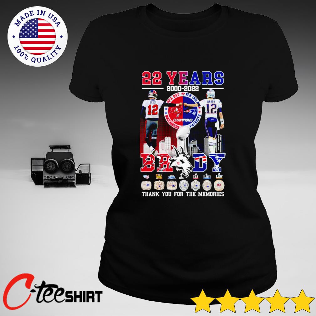 22 years 2000-2022 Tom Brady thank you for the memories T-shirt