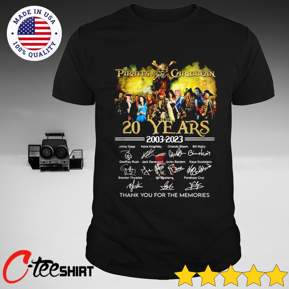 Pirates Of The Caribbean 20 years 2003 2023 thank you for the memories  signatures shirt, hoodie, sweater, long sleeve and tank top