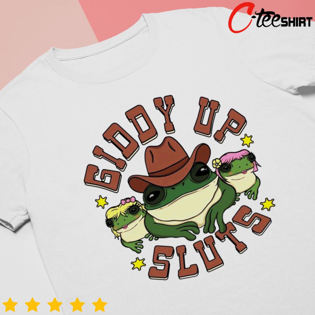 Giddy up sluts cowboy frog shirt, hoodie, sweater, long sleeve and