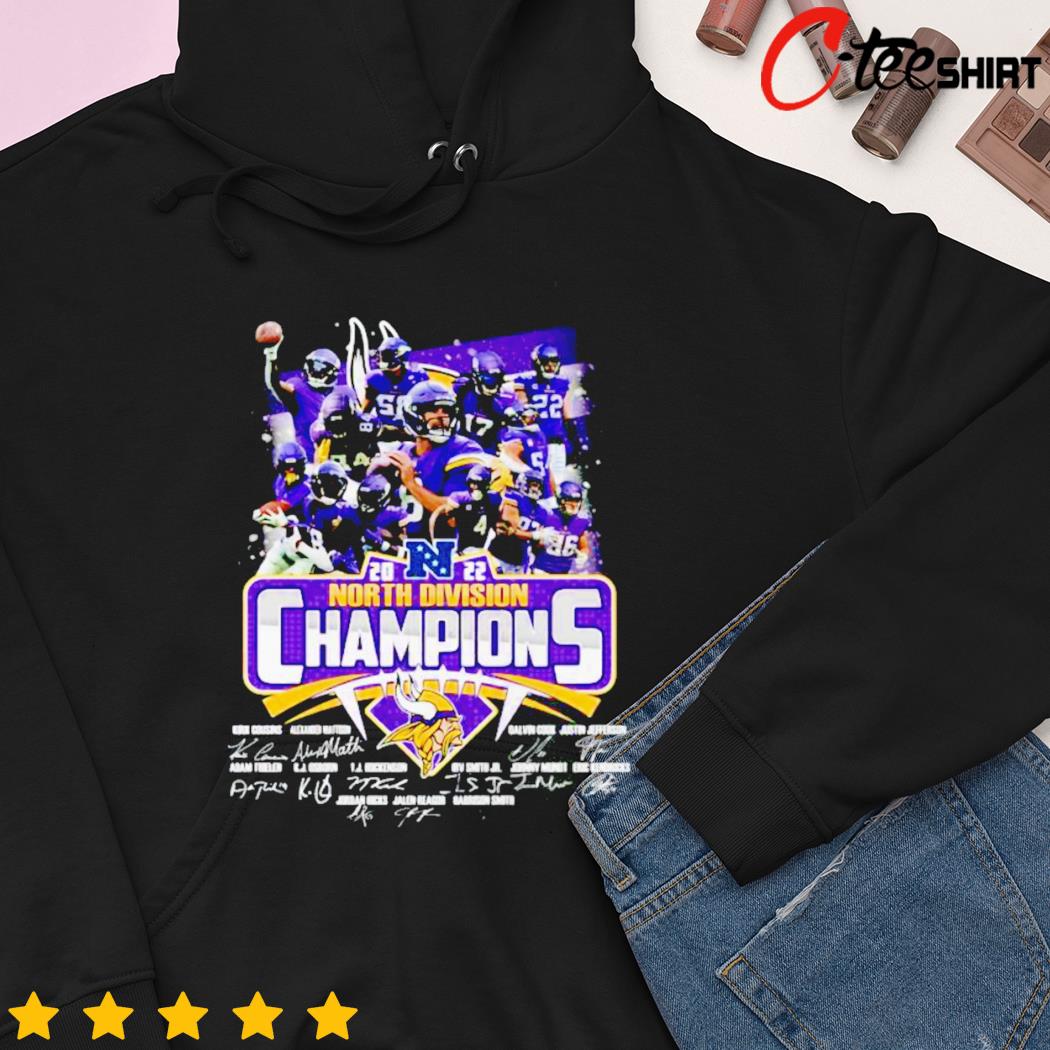 Official Minnesota Vikings 2022 North Division Champions signatures shirt,  hoodie, sweater and long sleeve