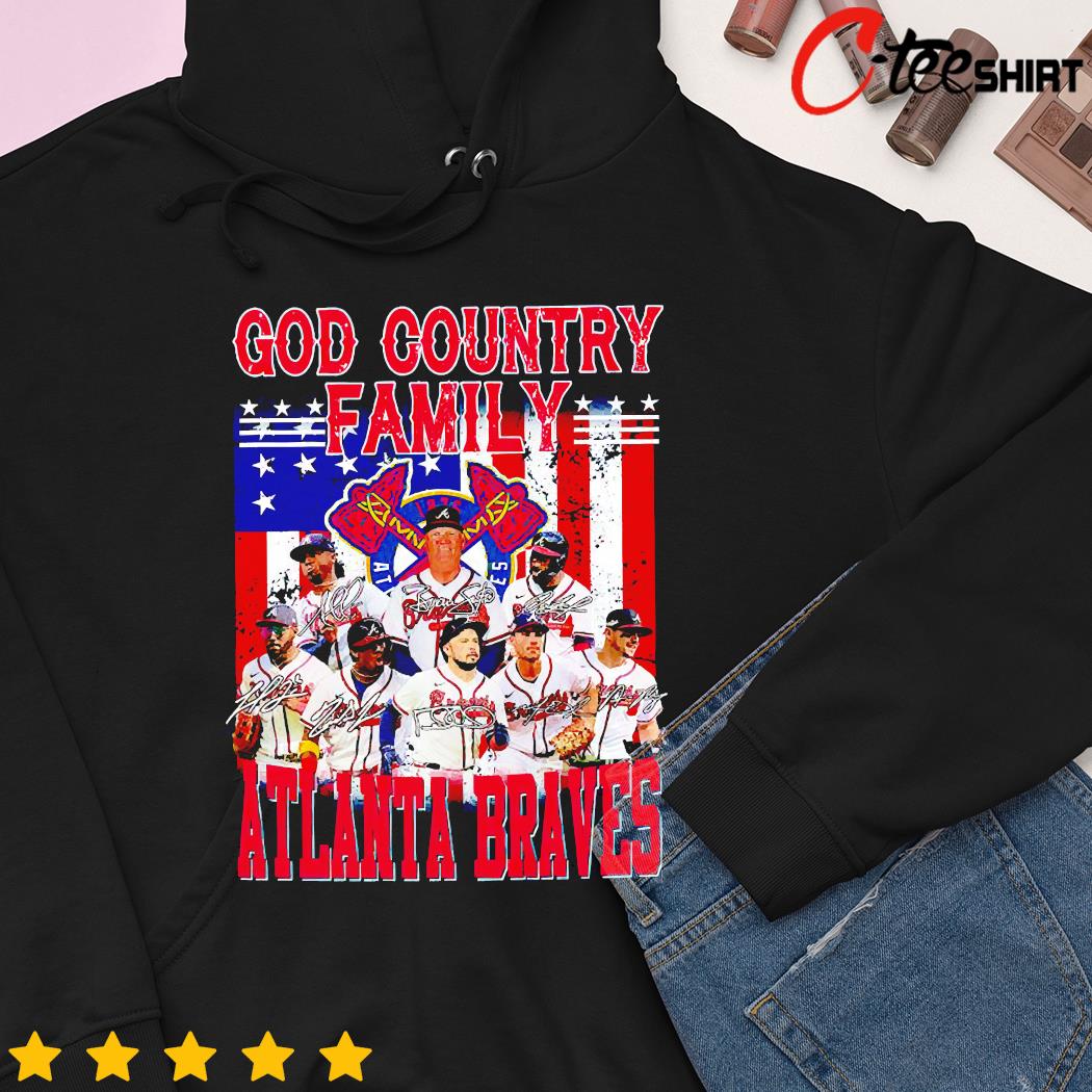 God Country Family Atlanta Braves American flag 2023 signatures shirt,  hoodie, longsleeve, sweatshirt, v-neck tee