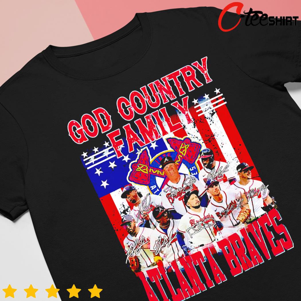 God Country Family Atlanta Braves American flag 2023 signatures shirt,  hoodie, longsleeve, sweatshirt, v-neck tee