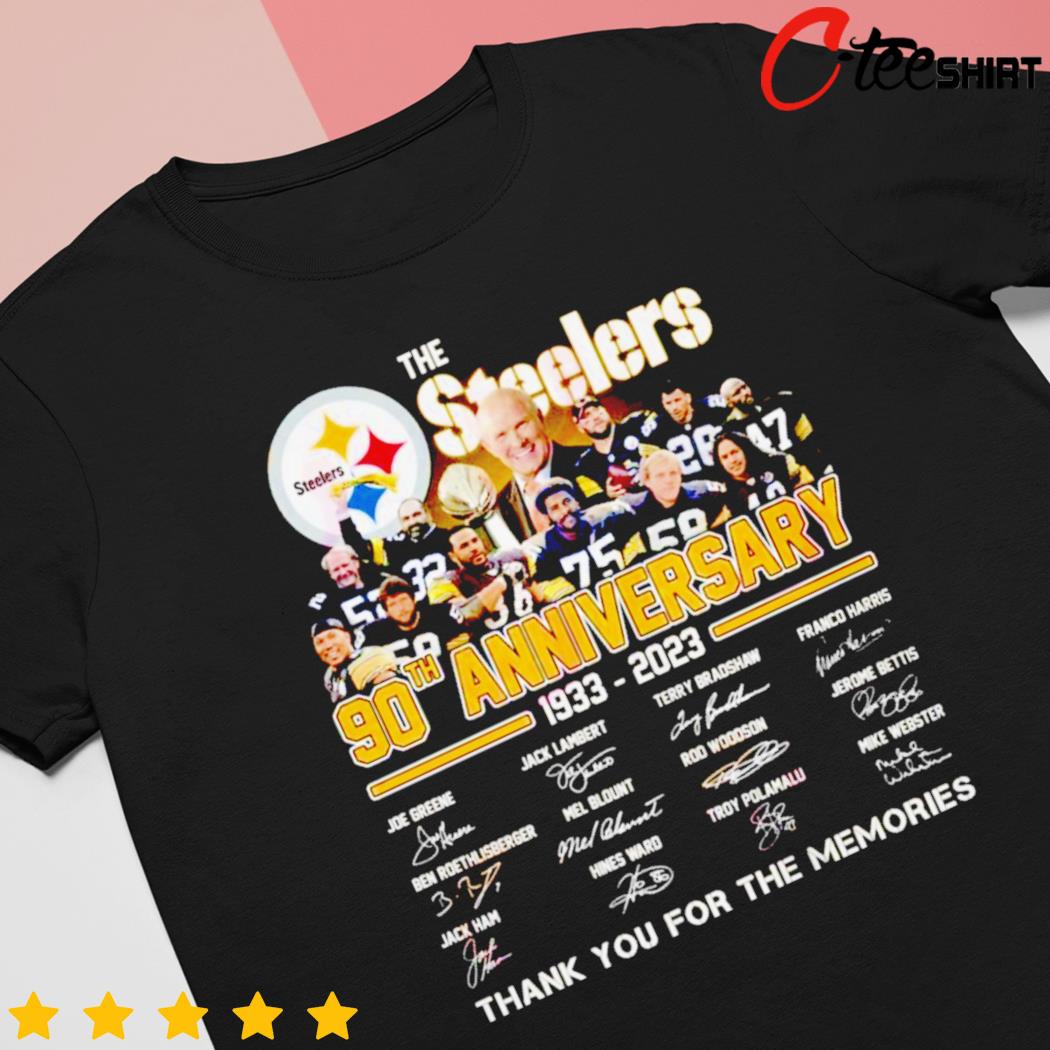 NEW The Steelers 90 Anniversary 1933-2023 Thank You For The Memories T-Shirt