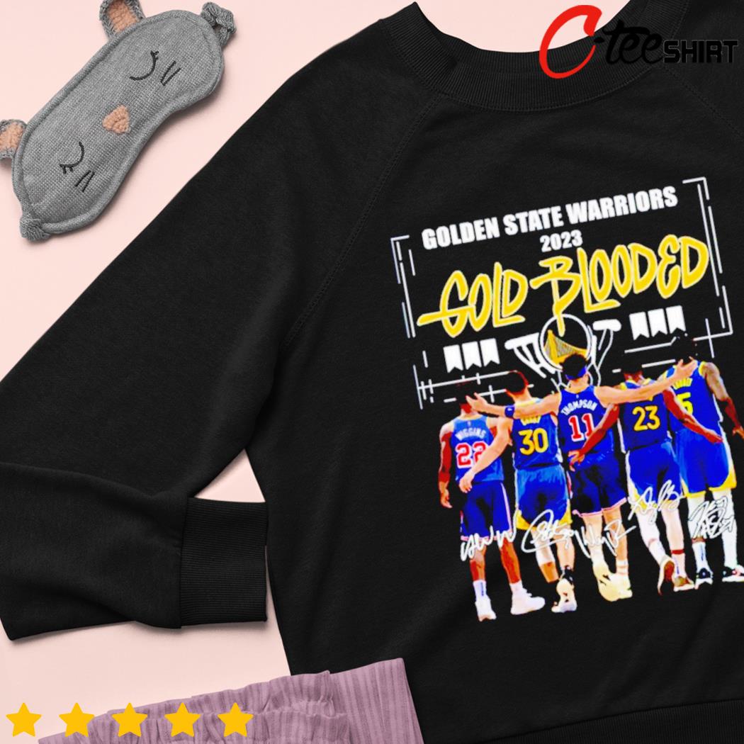 Golden state warriors 2023 gold blooded signatures shirt, hoodie