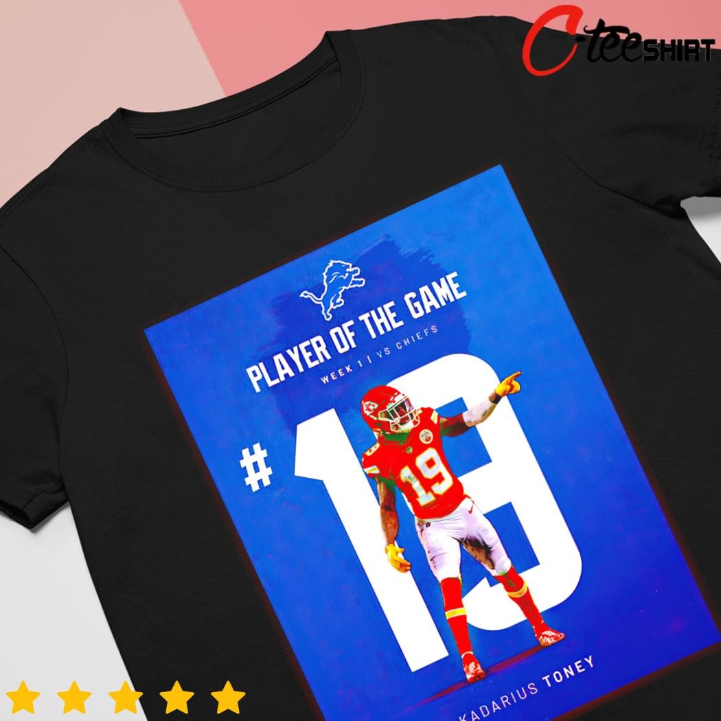 Player Of The Game Number 19 Kadarius Toney Detroit Lions vs Kansas City  Chiefs NFL Kickoff 2023 3D T-Shirt - Binteez