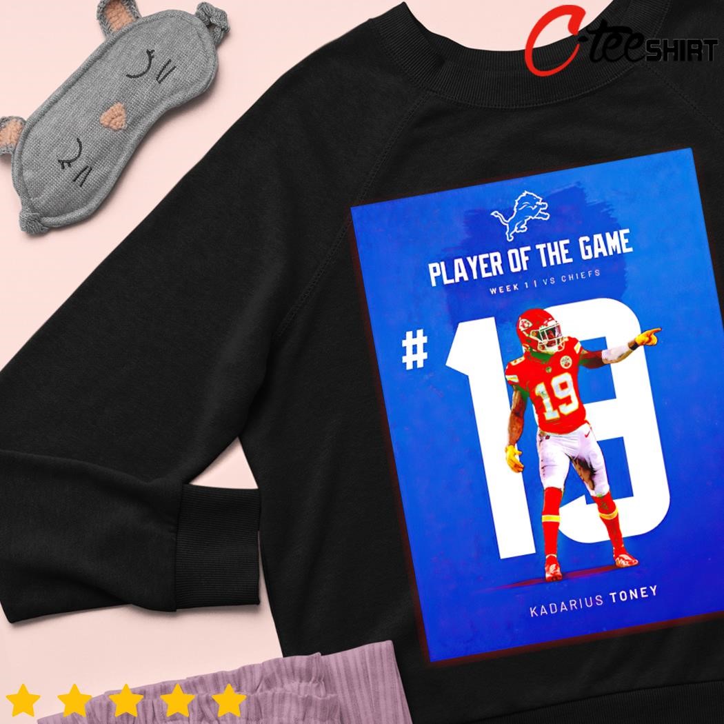 Player Of The Game Number 19 Kadarius Toney Detroit Lions vs Kansas City  Chiefs NFL Kickoff 2023 3D T-Shirt - Binteez