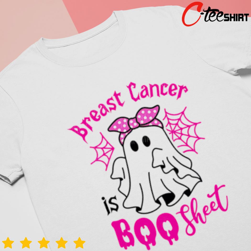On Wednesday We Wear Pink Cute Ghost Halloween Breast Cancer Awareness Shirt,  hoodie, sweater, long sleeve and tank top