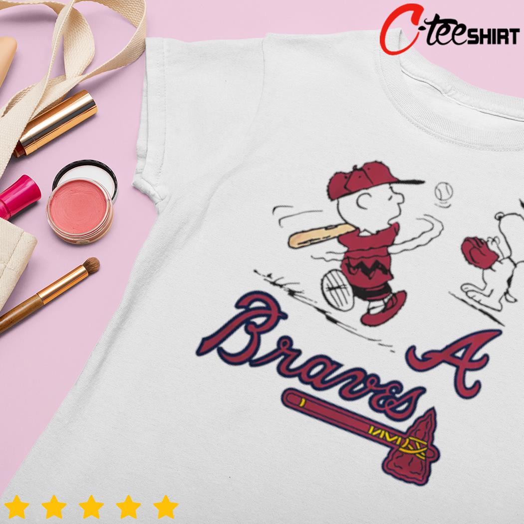 Charlie Brown Snoopy Playing Baseball Atlanta Braves Shirt - High