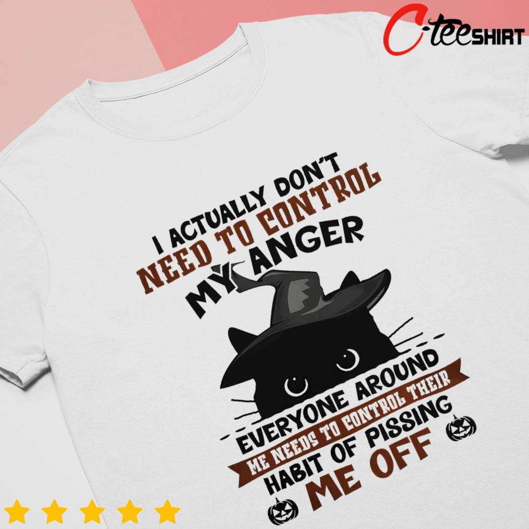 Witch cat I actually dont need to control my anger Halloween shirt