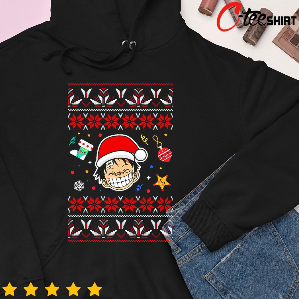 Luffy Cute Face Anime Christmas One Piece Shirt