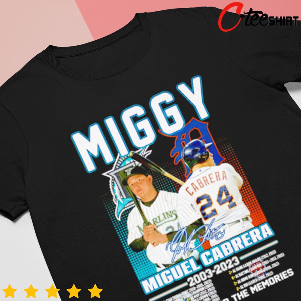 Miggy Miguel Cabrera 2003 2023 thank you for the memories baseball  signature shirt, hoodie, sweater, long sleeve and tank top