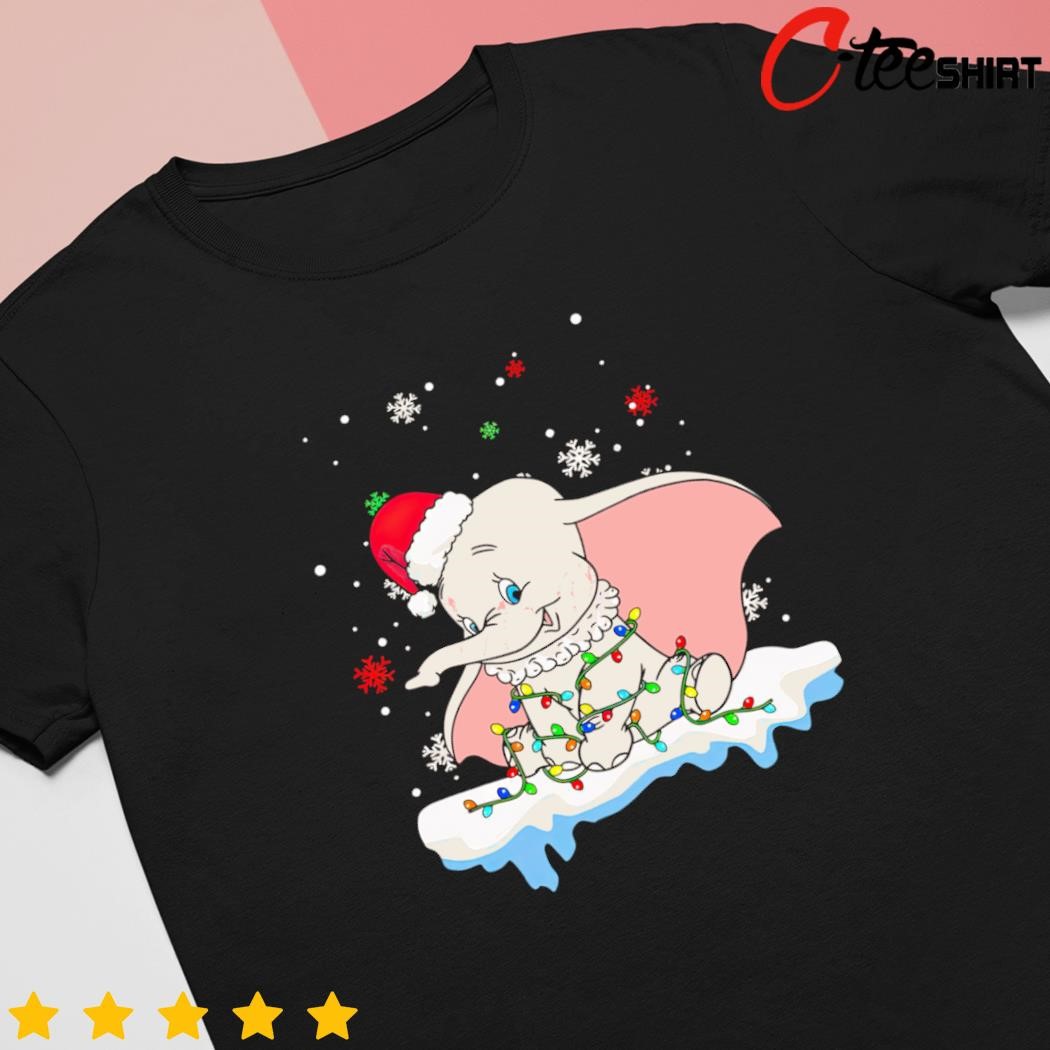 Dumbo Santa Christmas lights snow shirt