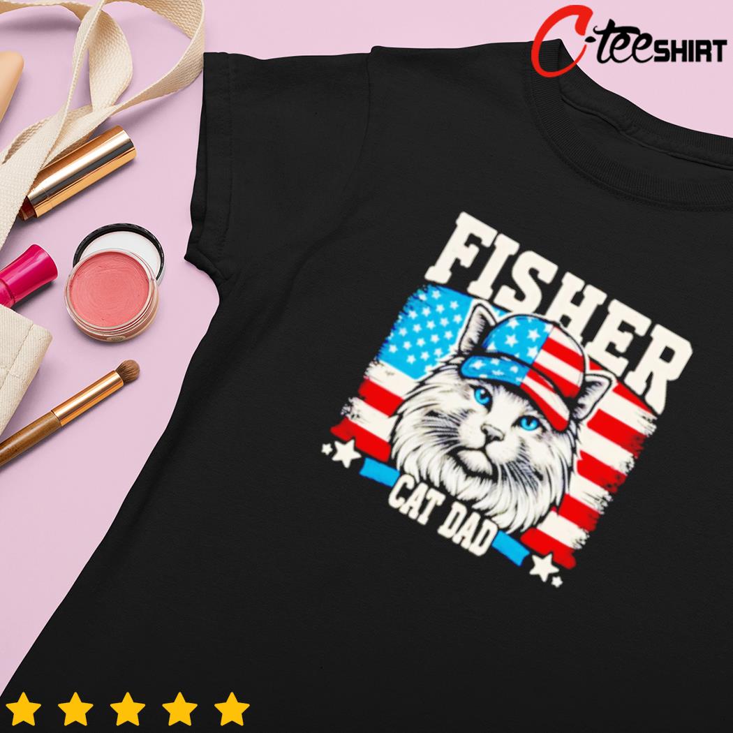 American flag fishing cat dad fisherman cat lover shirt, hoodie