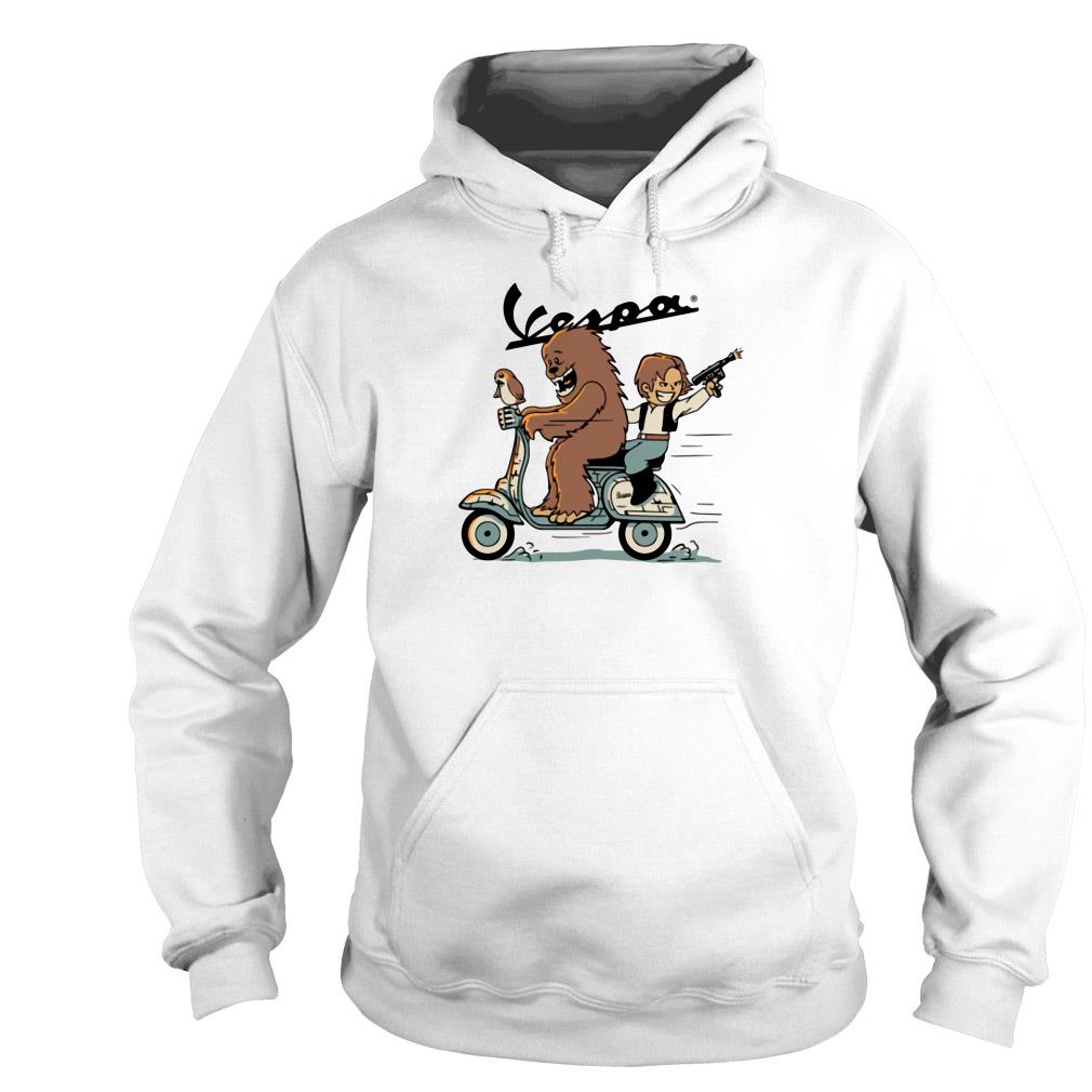 Star Wars Chewie and Porg  drive Vespa Piaggio shirt CT 